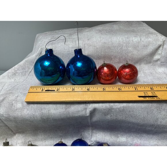 Vintage Glass Christmas Ornaments Set 14 Assorted Colors Sizes - Picture 6 of 8
